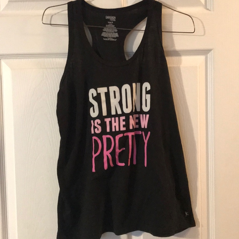 Black work out tank top; DANSKIN NOW loose fit MED
